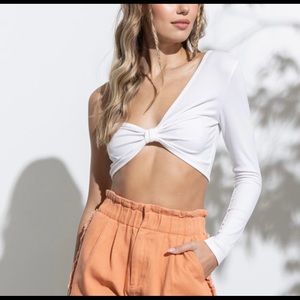White cropped one sleeve top great for the summer